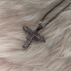 Silver Gun Pendant Necklace